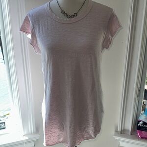 WILT 100% Cotton Hi-Lo Ruffle Cap Sleeve Tee, Lilac Pink, Small, Like New